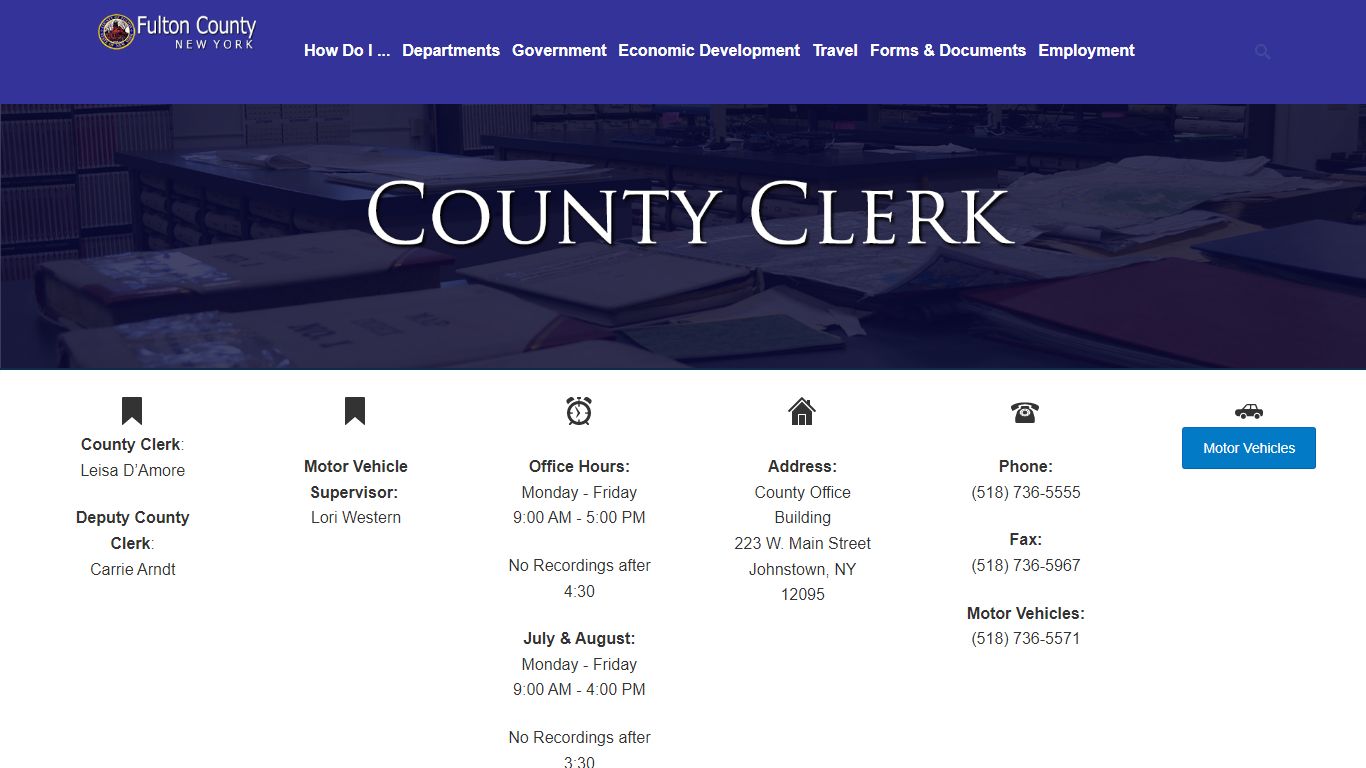 County Clerk's Office | FULTON COUNTY